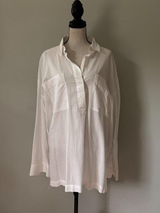 Banana Republic Tops - Banana Republic Heritage White Cotton Popover Tunic XL Like New
